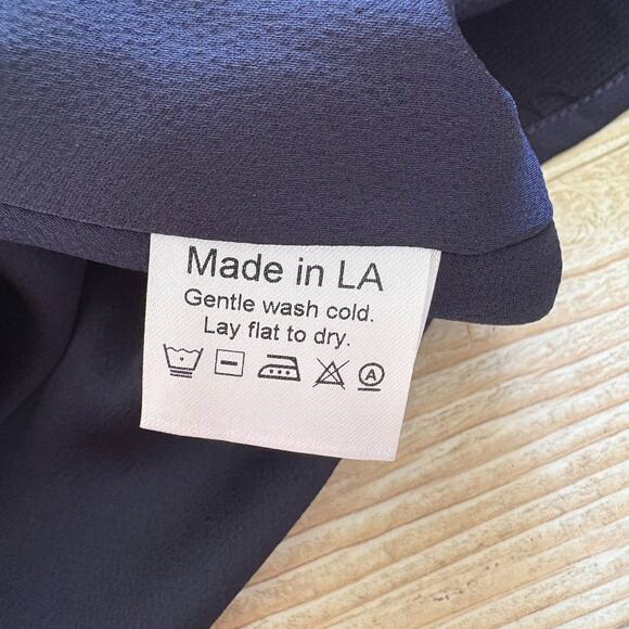 New Park & Fifth Kendal Tie Midi Dress Navy Bubble Satin Medium - Picture 6 of 10